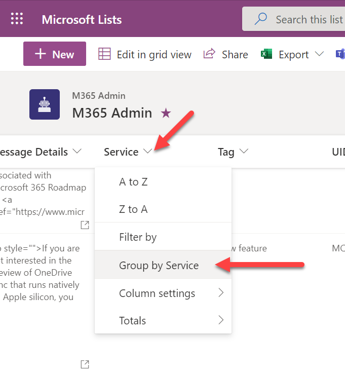 How to group items in Microsoft Lists and SharePoint lists